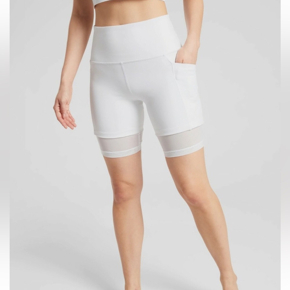 Athleta White High-Waist Layered Athletic Bike Shorts